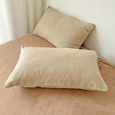 新款ins博主风牛奶绒纯色系列单品枕套（提供买家秀） 48*74cm/对 浅驼