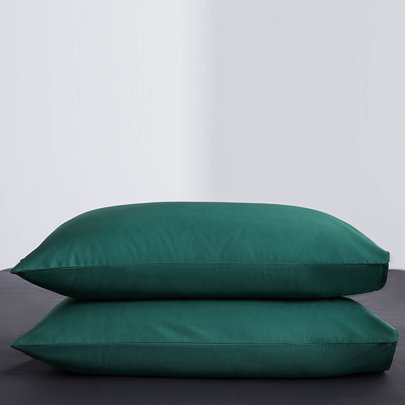 新款60纯色单品枕套 48cmX74cm/对 纯色-墨绿