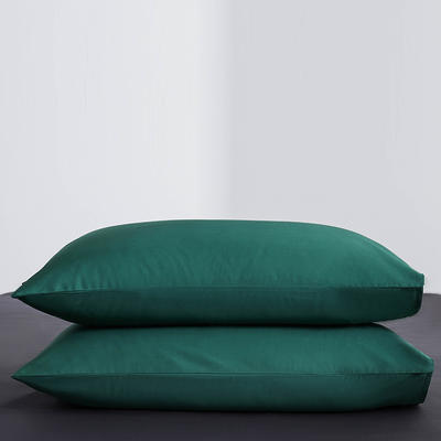 新款60纯色单品枕套 48cmX74cm/对 纯色-墨绿