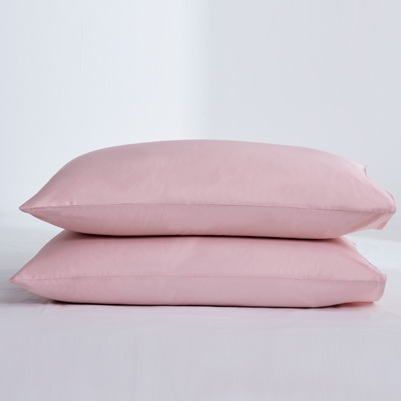 新款60纯色单品枕套 48cmX74cm/对 纯色-奶油粉