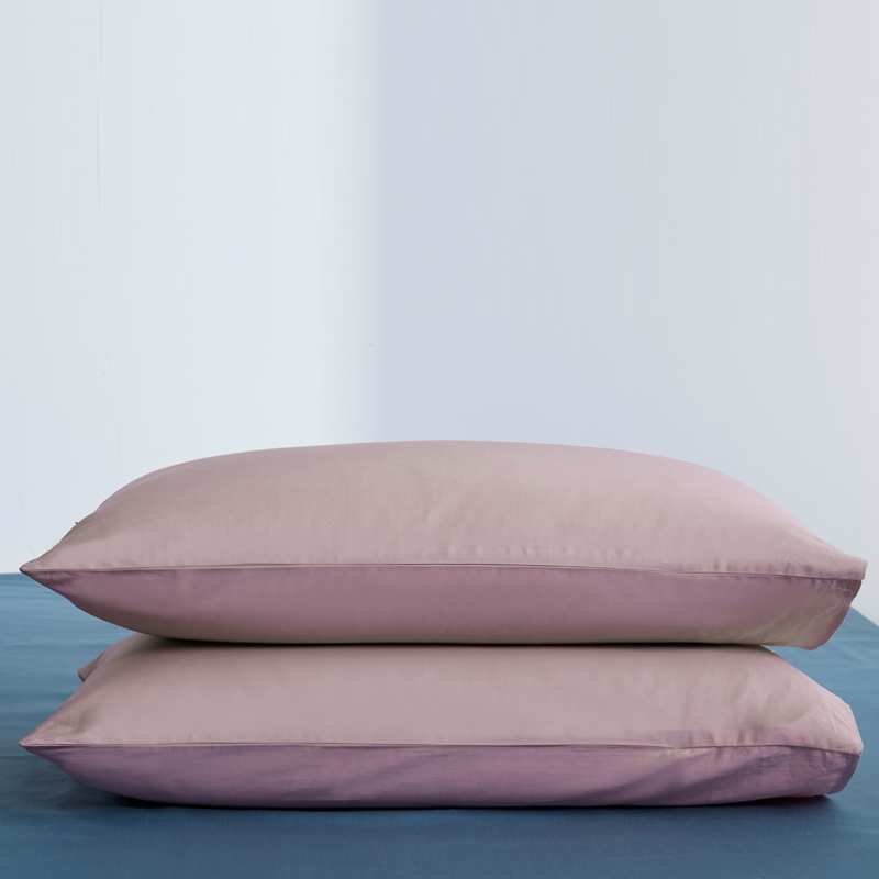 新款60纯色单品枕套 48cmX74cm/对 纯色-浅豆沙