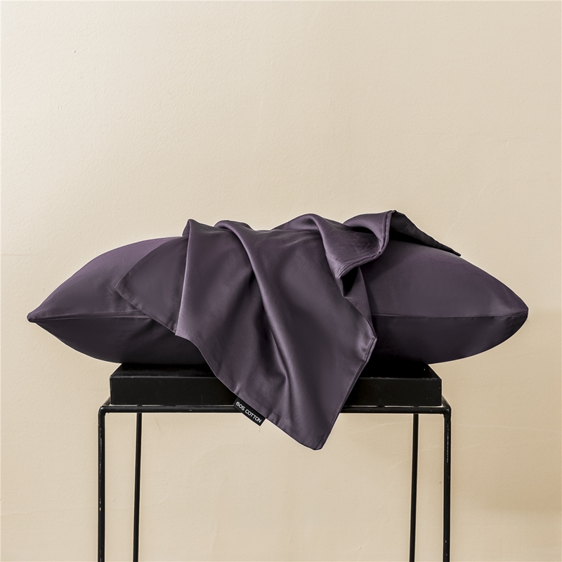 新款60s纯色单品枕套 48cmX74cm/一对 纯色-帝王紫