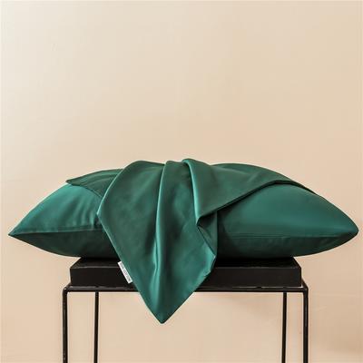 新款60s纯色单品枕套 48cmX74cm/一对 纯色-墨绿