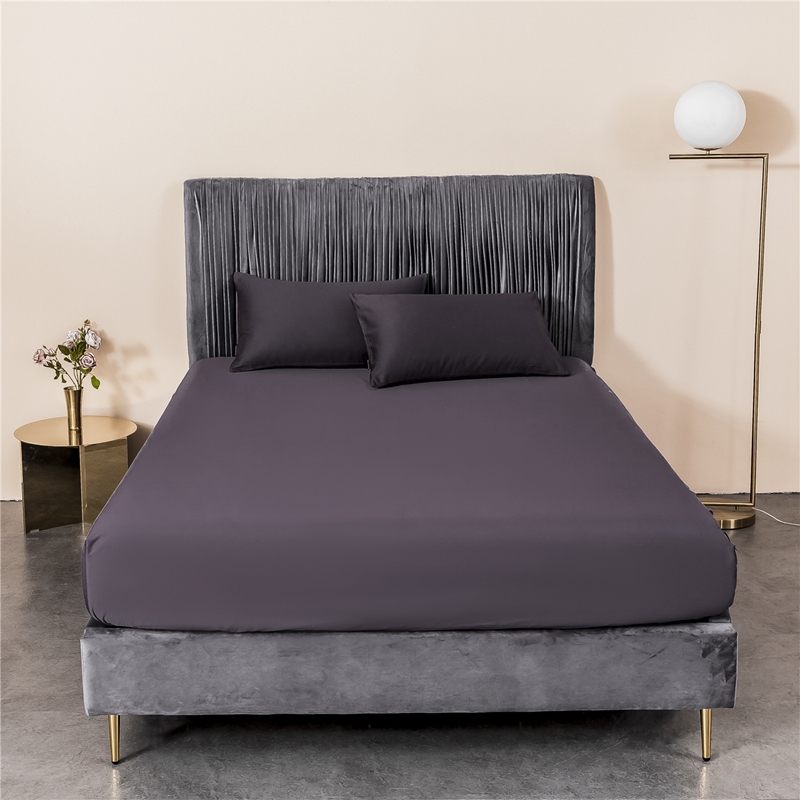 新款60s纯色单品床笠 180cmx200cm 纯色-帝王紫