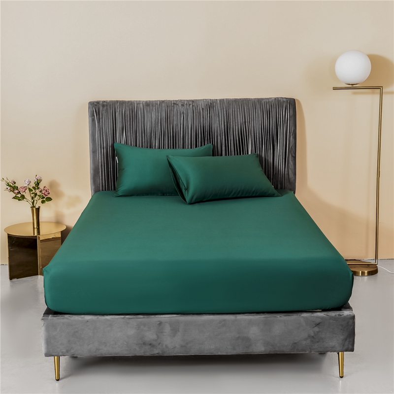 新款60s纯色单品床笠 180cmx200cm 纯色-墨绿