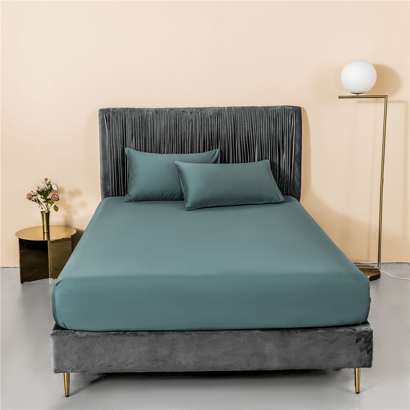 新款60s纯色单品床笠 180cmx200cm 纯色-浅石蓝