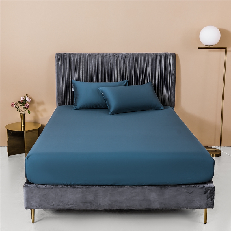 新款60s纯色单品床笠 180cmx200cm 纯色-月光蓝