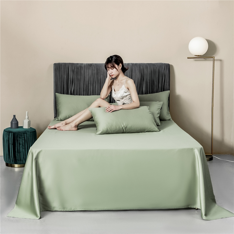 新款60s纯色单品床单 230cmx245cm 纯色-灰绿