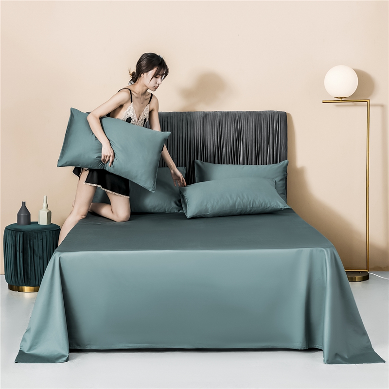 新款60s纯色单品床单 230cmx245cm 纯色-浅石蓝