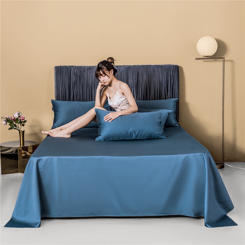 新款60s纯色单品床单 230cmx245cm 纯色-月光蓝