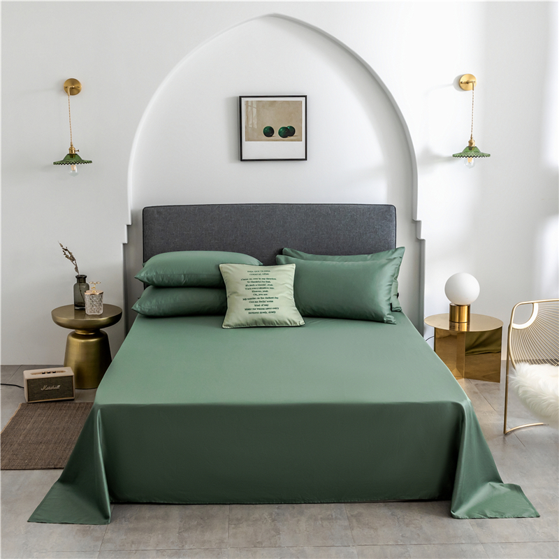新款60s纯色单品床单 230cmx245cm 纯色-灰草绿