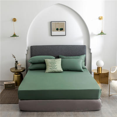 新款60s纯色单品床笠 180cmx200cm 纯色-灰草绿