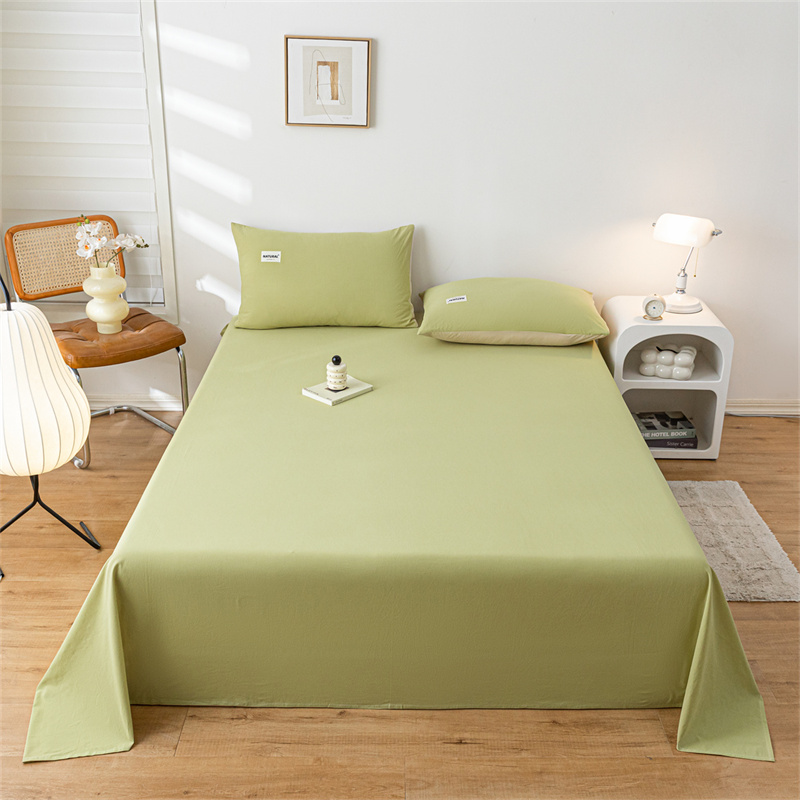 2023新款全棉水洗棉纯色单品系列单床单 床单120*230cm 水洗棉-果绿