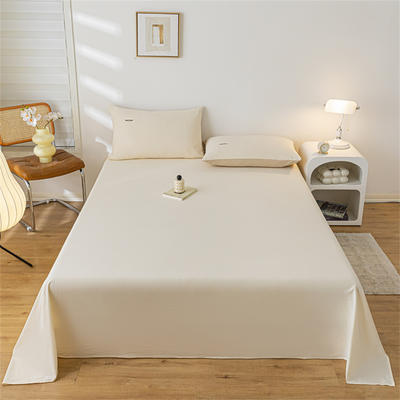 2023新款全棉水洗棉纯色单品系列单床单 床单160*230cm 水洗棉-奶昔白