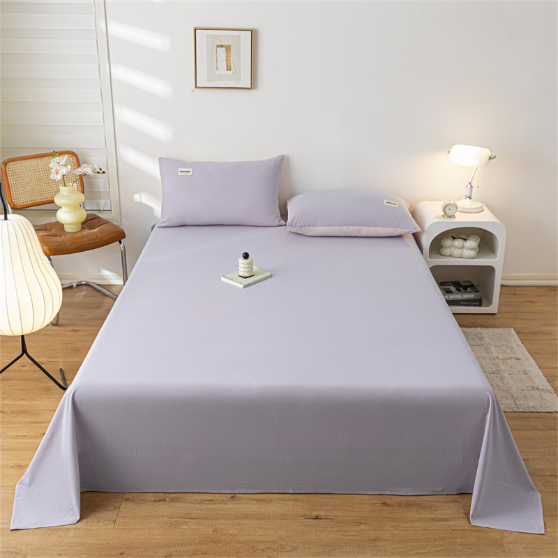 2023新款全棉水洗棉纯色单品系列单床单 床单160*230cm 水洗棉-浅紫