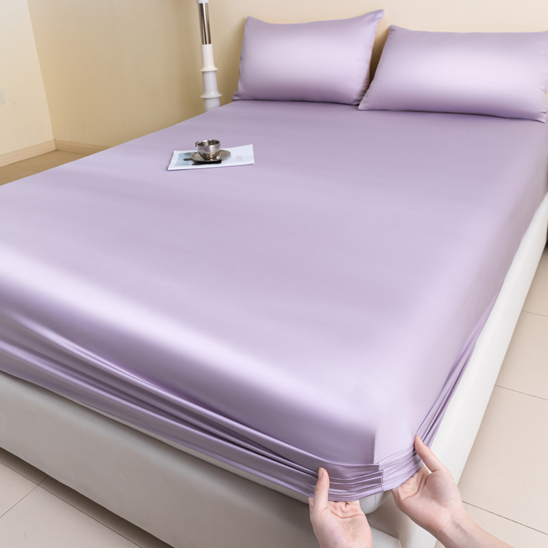 2024新款莱赛尔兰精天丝柔系列纯色单床笠--棚拍图 150*200+25cm单床笠 柔-风信紫