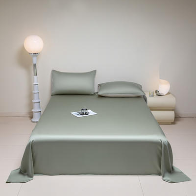 2024新款莱赛尔兰精天丝柔系列纯色单床单--棚拍图 160*230cm单床单 柔-青石绿