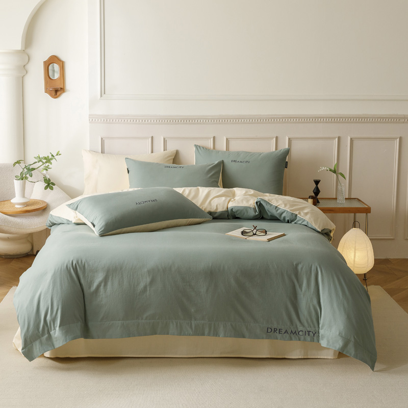 2025新款拼色刺绣40支全棉四件套--凯莉系列