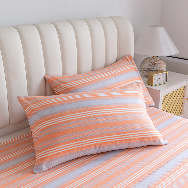 2024新款全棉老粗布系列印花枕套（场景二） 48x74cm枕套一对 夏日-橙