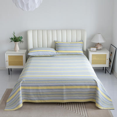 2024新款全棉老粗布透气床单床单三件套 120x230cm单件床单 柠檬-黄