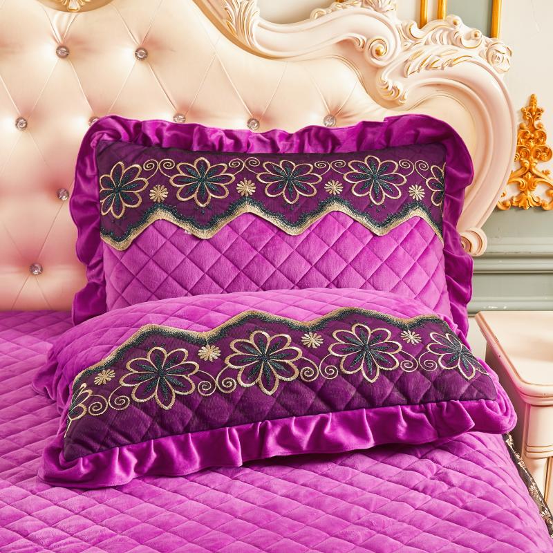 2021新款水晶绒枕套 48*74cm枕套一对 魅力紫
