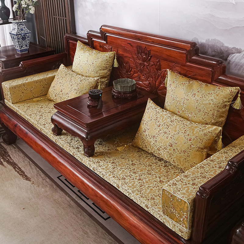 2023新款红木长沙发坐垫系列-锦缎面料坐垫长沙发 50*50cm（含5cm海绵） 三色小龙