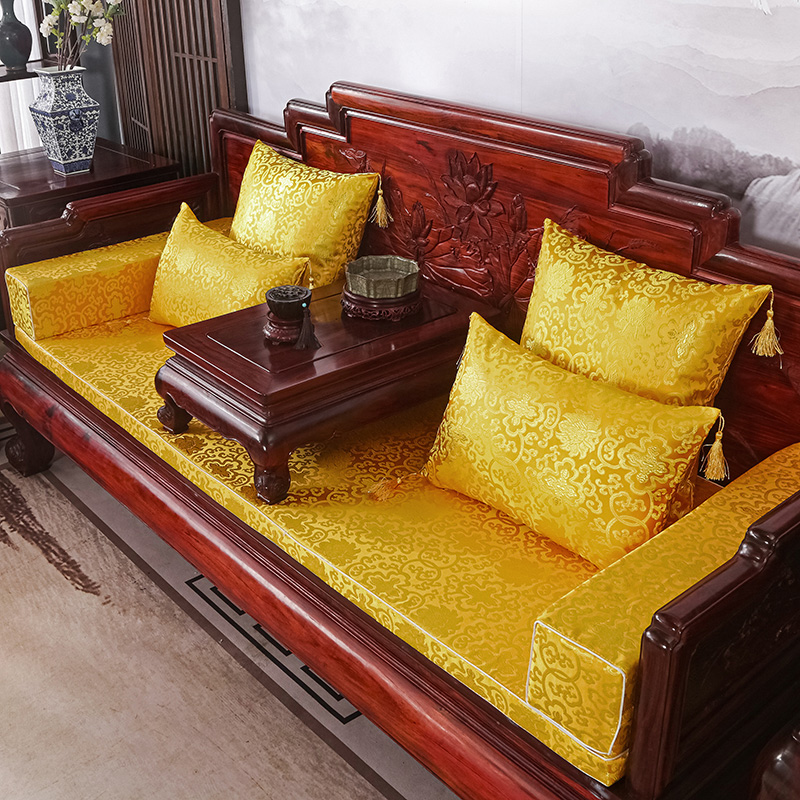 2023新款红木长沙发坐垫系列-锦缎面料坐垫长沙发 50*50cm（含5cm海绵） 金富贵