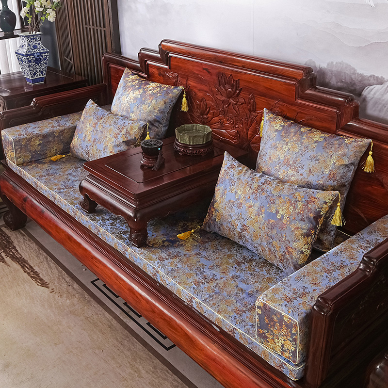2023新款红木长沙发坐垫系列-锦缎面料坐垫长沙发 50*50cm（含5cm海绵） 繁星点点银