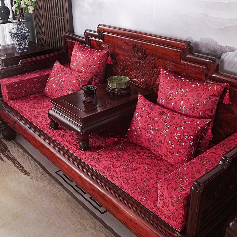2023新款红木长沙发坐垫系列-锦缎面料坐垫长沙发 50*50cm（含5cm海绵） 百子团