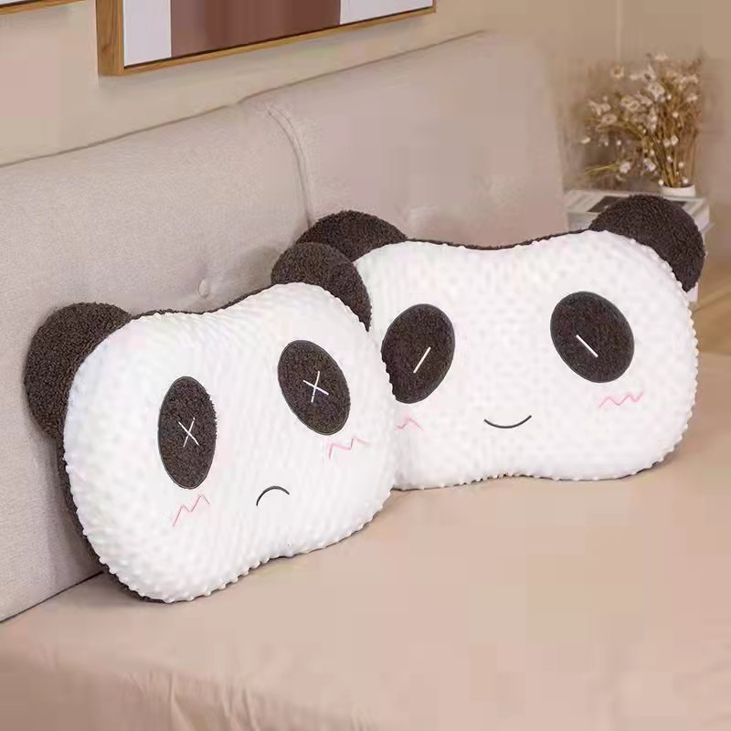 2022春夏新品豆豆绒泰迪绒记忆棉抱枕靠枕--熊猫猫肚皮枕 55*32cm（厚度8.5-10cm） 熊猫猫肚皮枕