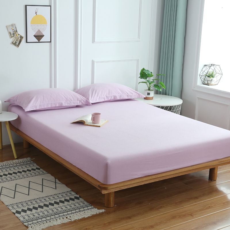 2021新款全棉色织水洗棉纯色床笠 90cmx200cm 紫色