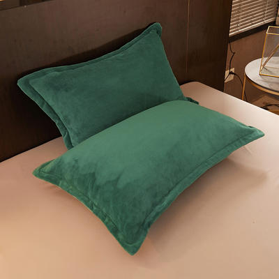 2022新款素色加厚牛奶绒单品枕套 48*74cm/对 翡翠绿