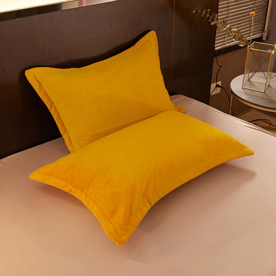 2022新款素色加厚牛奶绒单品枕套 48*74cm/对 柠檬黄