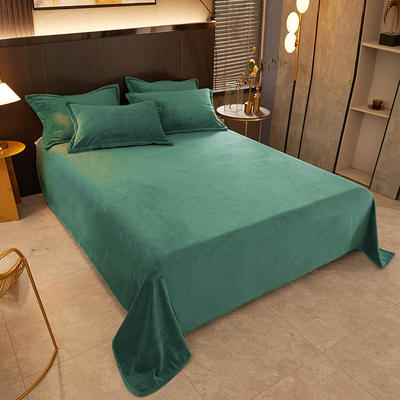 2022新款素色加厚牛奶绒单品床单 230cmx250cm单件床单 翡翠绿