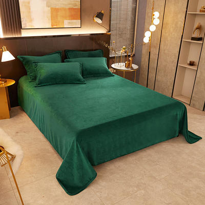 2022新款素色加厚牛奶绒单品床单 230cmx250cm单件床单 孔雀绿