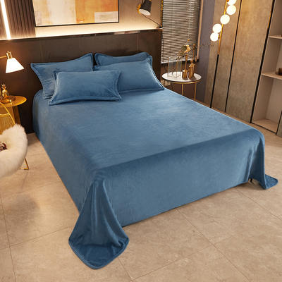 2022新款素色加厚牛奶绒单品床单 230cmx250cm单件床单 天空蓝
