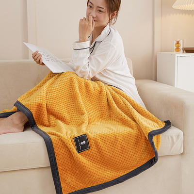 2023新款韩版跨境电商双面贝贝绒黑包边毯（单层双面） 150*200cm 姜黄色