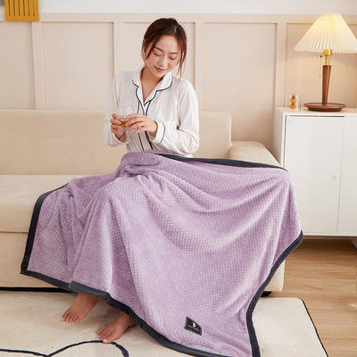 2023新款韩版跨境电商双面贝贝绒黑包边毯（单层双面） 150*200cm 浅紫色