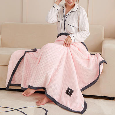 2023新款韩版跨境电商双面贝贝绒黑包边毯（单层双面） 150*200cm 少女粉