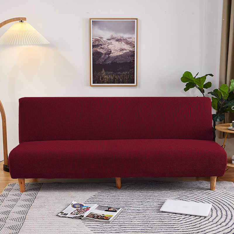 2021新款玉米粒系列—松紧款沙发床套 中号：160-190cm 酒红