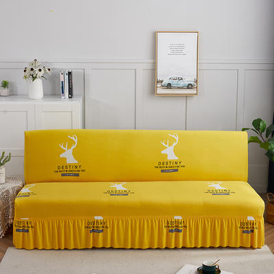 2021新款四季款系列—裙边款沙发床套 均码：160-190cm 黄色鹿-裙边款-沙发床套
