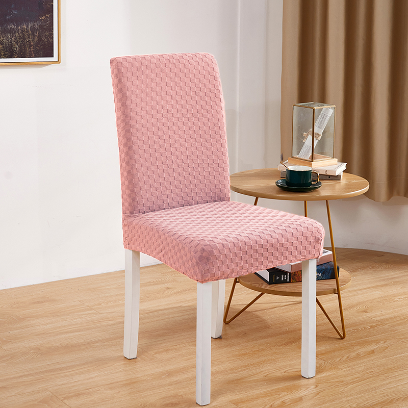 2022新款毛圈雕花系列—松紧款椅子套 粉色格子