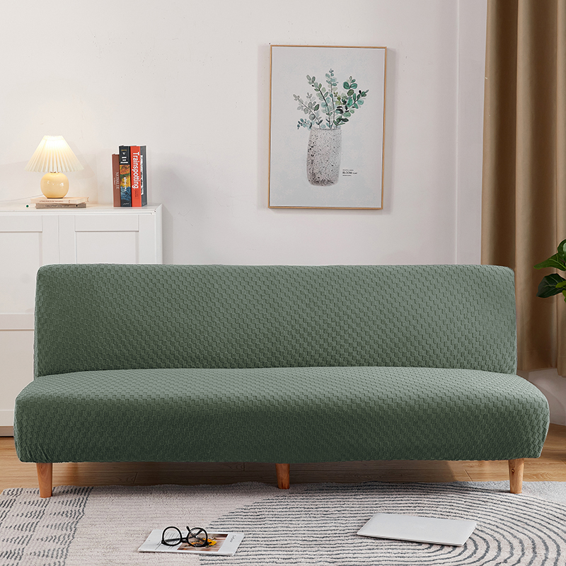 2022新款毛圈雕花系列—松紧款沙发床套 大号190-210cm 青色格子-1Z