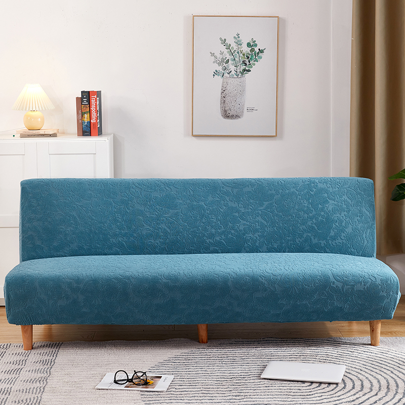 2022新款毛圈雕花系列—松紧款沙发床套 中号160-190cm 欧式花湖蓝-4Z