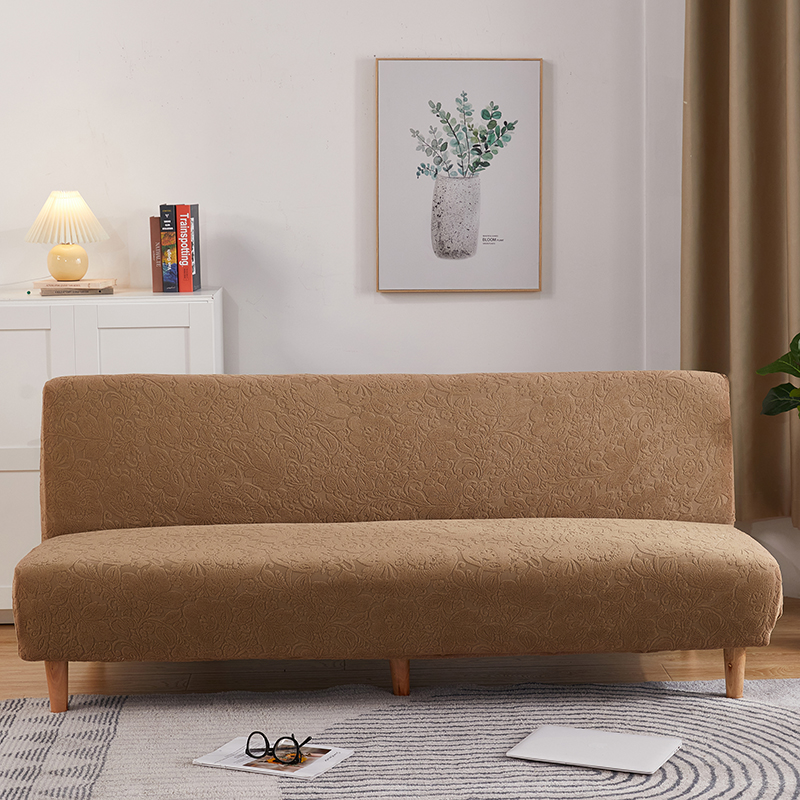 2022新款毛圈雕花系列—松紧款沙发床套 中号160-190cm 欧式花驼色-4Z