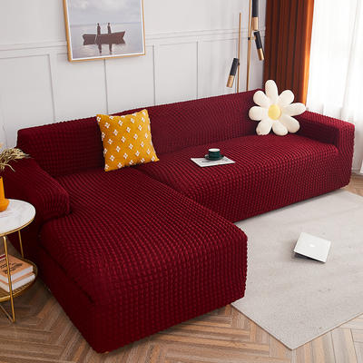 2022新款爆米花系列—全包款沙发套 单人 90-140cm 酒红