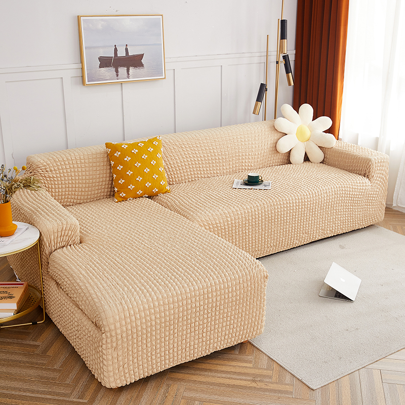 2022新款爆米花系列—全包款沙发套 单人 90-140cm 米黄