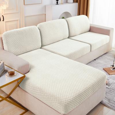 2022新款毛圈雕花系列—沙发坐垫套（风格一） M码（长65-100*宽45-65*厚5-20cm） 奶白格子