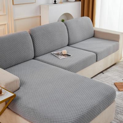 2022新款毛圈雕花系列—沙发坐垫套（风格一） M码（长65-100*宽45-65*厚5-20cm） 浅灰格子