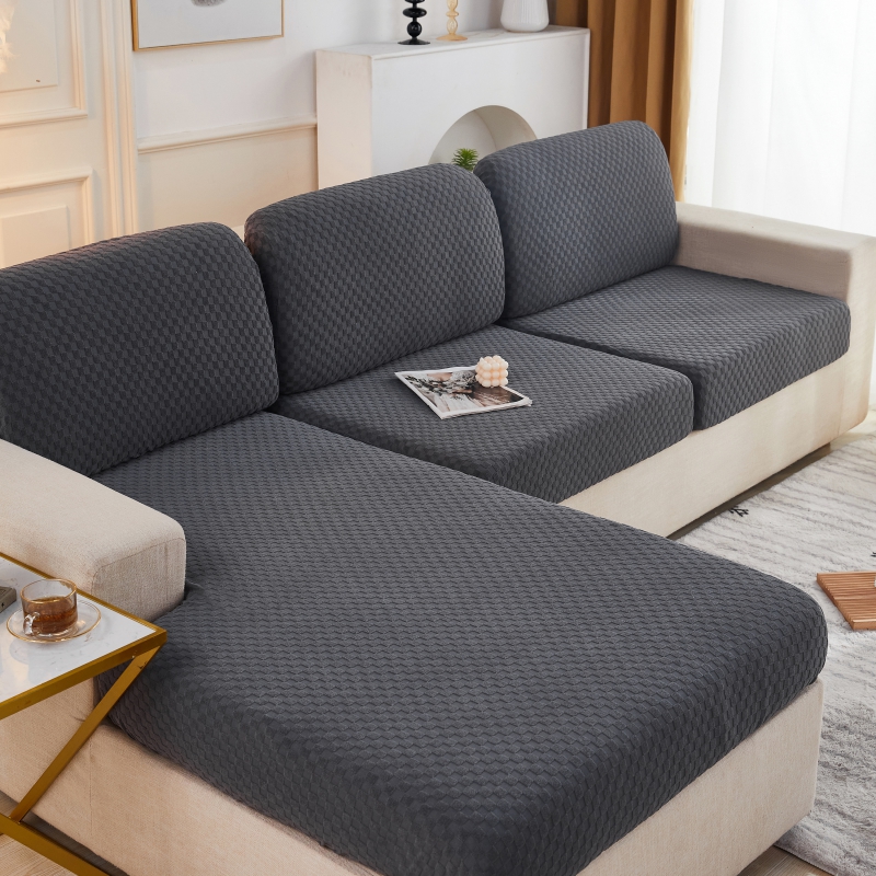 2022新款毛圈雕花系列—沙发坐垫套（风格一） M码（长65-100*宽45-65*厚5-20cm） 深灰格子